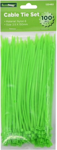 Kábelkötegelők 150 × 2,5 mm, zöld (100 db)