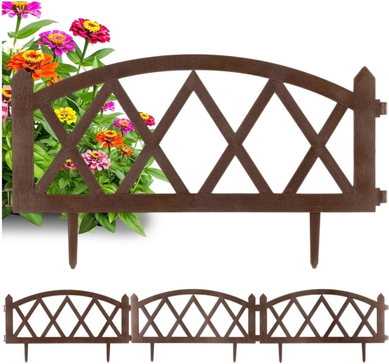 Barna kerti szegélykerítés 57 × 25 cm, 4 darabos készlet