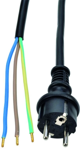 Solight flexo gumis csatlakozókábel 3× 1 mm² fekete 2,5 m