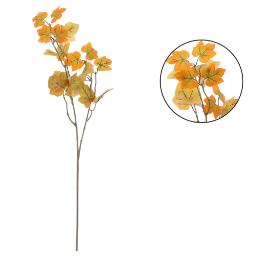 Mű dekoratív ág őszi levelekkel 65 cm – sárga