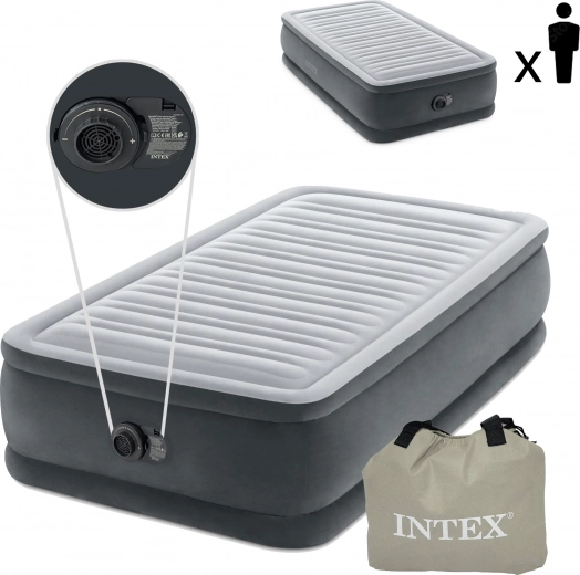egyszemélyes felfújható matrac 191 × 99 cm beépített elektromos pumpával Intex Deluxe