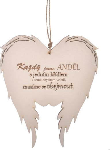 Fa angyalszárnyak „mindannyian vagyunk” felirattal 18 × 21 cm