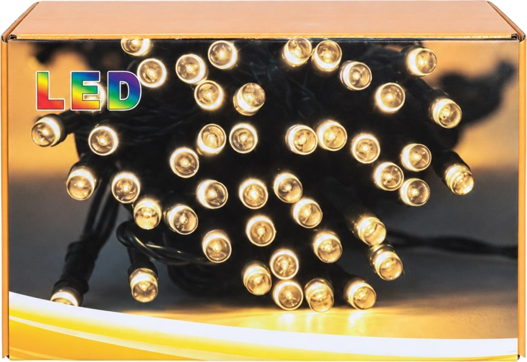 Napelemes karácsonyi LED-fényfüzér, 7,5 m, 50 LED, fehér