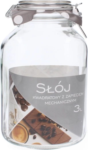 Négyzet alakú üveg 3 l mechanikus zárással