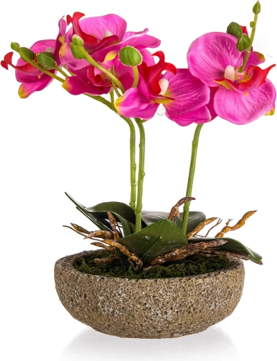 Mű fukszia beton virágcserépben, 21,5 cm