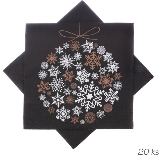 Baňka fekete papírszalvéták 33 × 33 cm 20 db