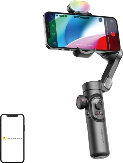Aochuan Smart XE 3 tengelyes stabilizátor mobilhoz RGB fénnyel, fekete