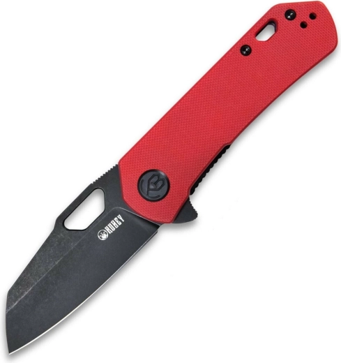Kubey Duroc összecsukható kés, fekete stonewash AUS-10 penge, piros G10 markolat, klip