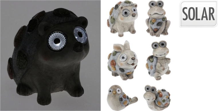 Kerti napelemes LED állatfigurák polirezinből – vegyes fajták