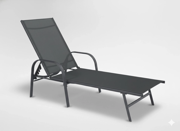 Kerti állítható napozóágy 195 × 69 × 94 cm, sötétszürke