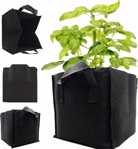 Filc textil nevelő virágcserép fülekkel, 8 l, fekete