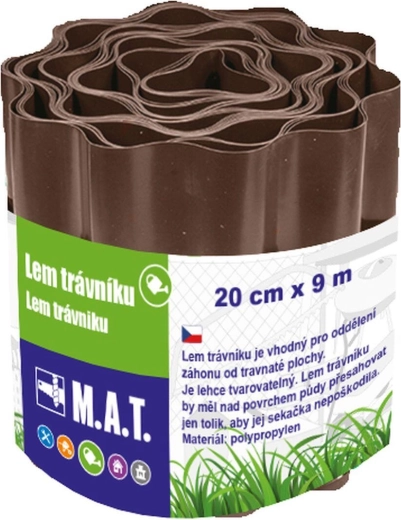 Műanyag gyepszegély 20 cm × 9 m, barna