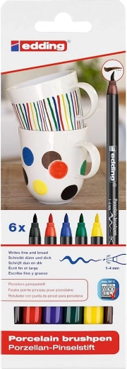 edding 4200 porcelán ecsetfilcek, 6 színű készlet