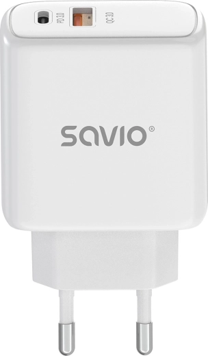 Hálózati töltő 20 W SAVIO LA-12 USB-C PD és USB-A QC csatlakozóval