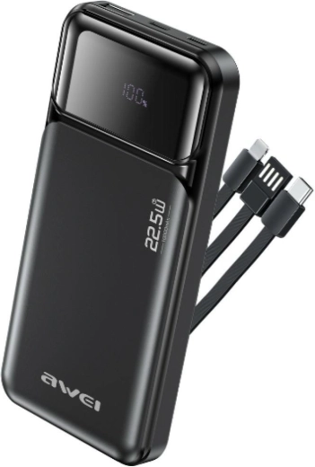 Awei powerbank 10000 mAh beépített kábelekkel