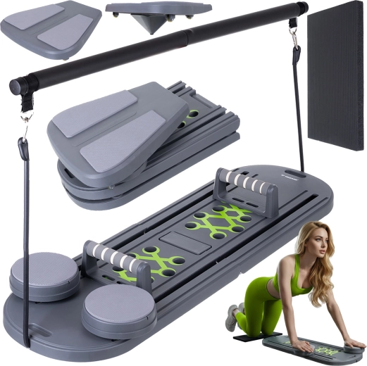 TRIZAND multifunkciós pilates deszka 97 × 35 cm, edzőfogantyúkkal