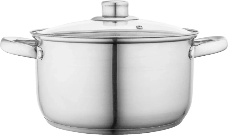 ALTOM DESIGN Fabio rozsdamentes acél fazék 22 cm, 4,7 l üveg fedővel