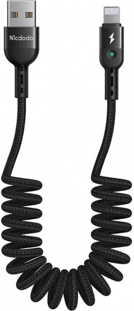 Rugós USB Lightning kábel Mcdodo fekete 1,8 m