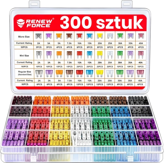 300 darabos autóbiztosíték-készlet, 2–40 A
