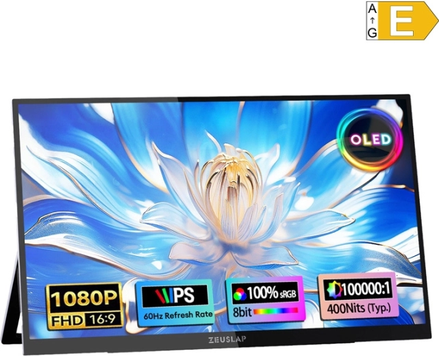 Zeuslap hordozható érintőképernyős OLED monitor 13,3" Full HD