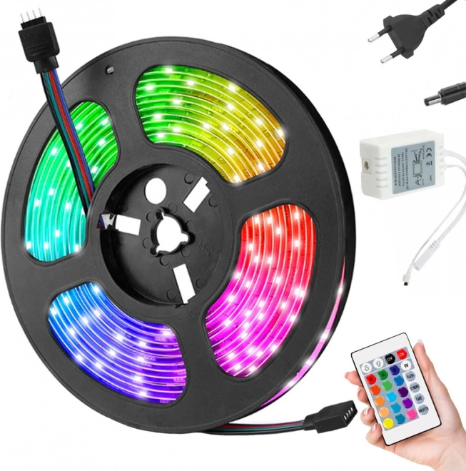 SMD 5050 RGB LED szalag, 4,5 m, vízálló készlet távirányítóval