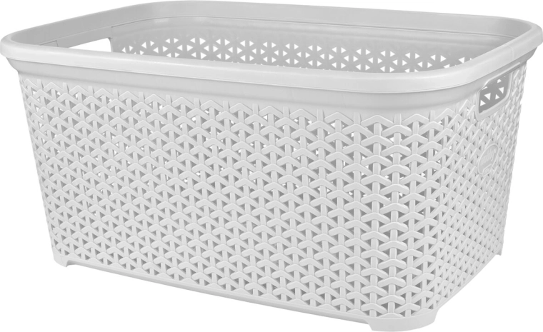 Nyitott rattan hatású szennyestartó kosár Hobby 50 l fehér