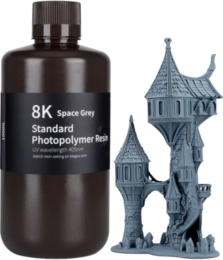 ELEGOO 8K vízzel mosható fotopolimer gyanta, űrszürke, 1 kg