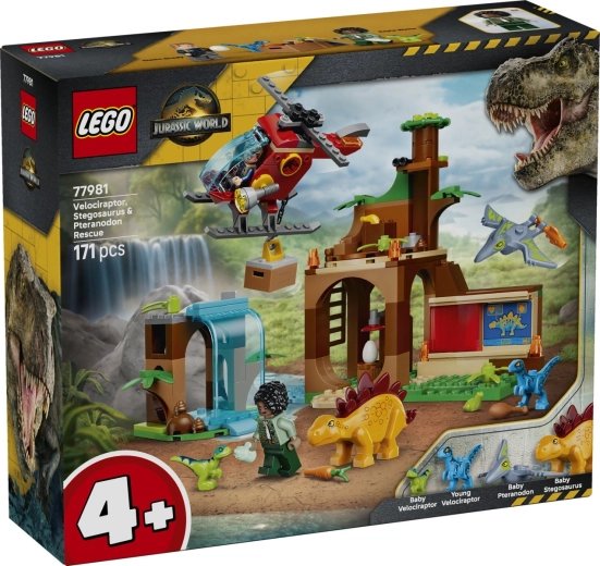 LEGO Jurassic World mentőközpont velociraptorokkal, stegosaurusszal és pteranodonnal