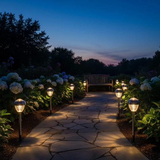 Visszafogott, meleg megvilágítás utakhoz és kerthez