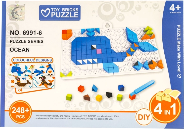 Gyermek puzzle 4 az 1-ben – tengeri állatok, 248 darab