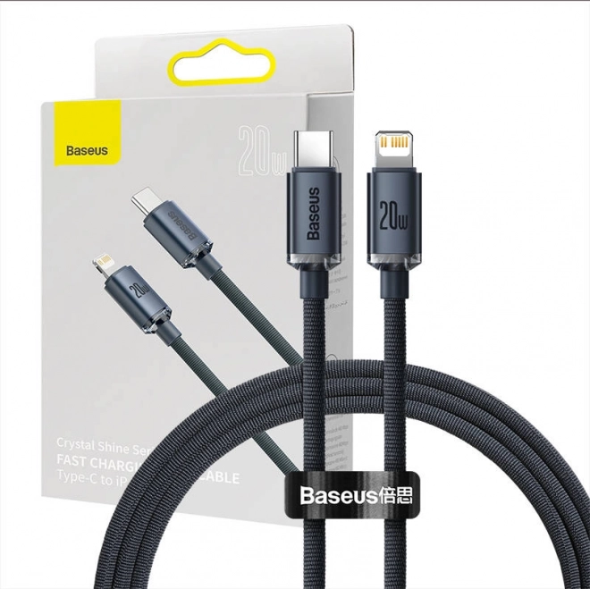 Baseus Crystal kábel USB-C - Lightning 20W PD - fekete