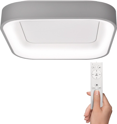 Solight Treviso LED mennyezeti lámpa, négyzet alakú, 48 W, szürke, távirányítóval
