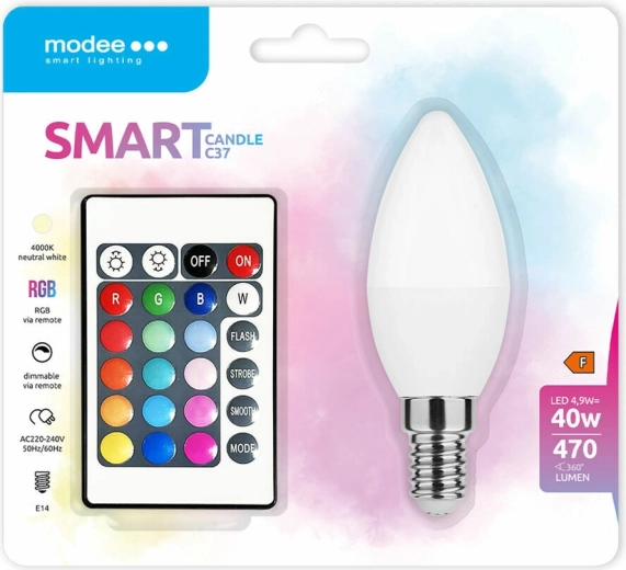 Modee okos LED gyertyaizzó Candle C35 4,9 W E14 RGB+W 470 lm távirányítóval