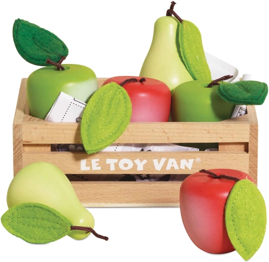 Le Toy Van fa láda almákkal és körtékkel gyerek boltos játékhoz