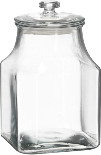 Négyzet alakú üveg tárolódoboz fedéllel, 3,3 l