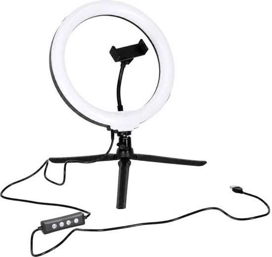 RGB LED kör alakú szelfilámpa állvánnyal, telefontartóval és Bluetooth távkioldóval