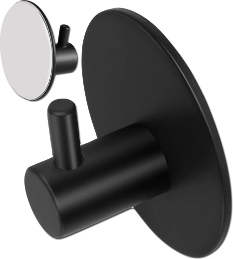 Öntapadós fekete fogas törölközőknek acélból