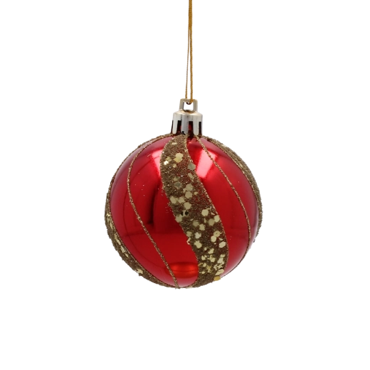 Elegáns piros gömbök csillogó részletekkel
