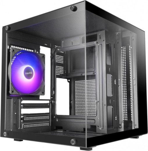 Mars Gaming MC-CUBE microATX ház fekete, ARGB ventilátorral