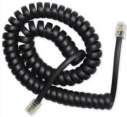 Spirális telefonkábel RJ10/4P4C 2m fekete