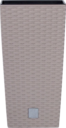 Műrattan virágcserép betéttel 24 × 24 × 45 cm, mokka