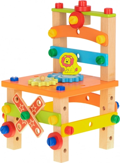 Fa építőkészlet – műhelyes kisszék, 49 darab