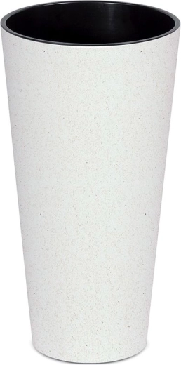 Tubus Slim Eco Wood virágcserép betéttel 30 cm – fehér