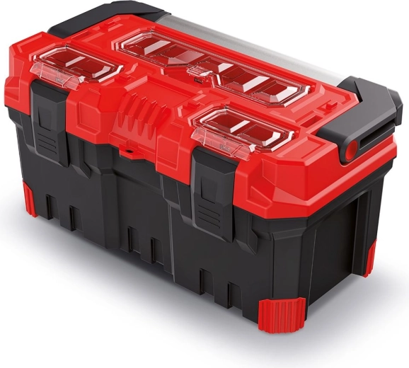 Szerszámosláda fém fogantyúval TITAN PLUS, 496 × 258 × 240 mm, piros