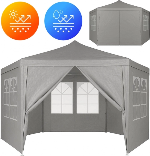 Kerti pavilonsátor 2x2x2 m ablakokkal, szürke MultiGarden