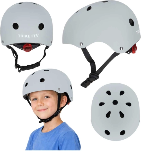 Gyermek kerékpáros sisak LED-del, állítható, M méret (55–58 cm), sötétszürke