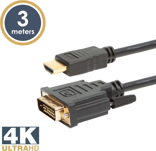 Kétirányú HDMI–DVI-D kábel, 3 m