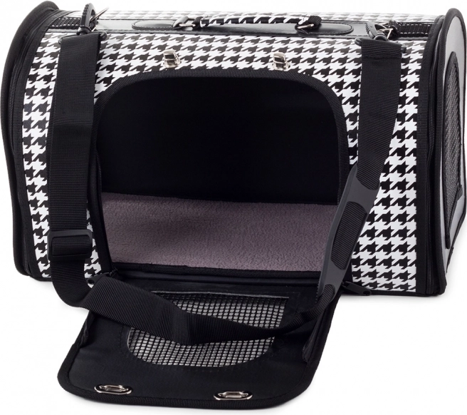 Háziállat-szállító táska 44 cm – pepita, szellőző és vízálló