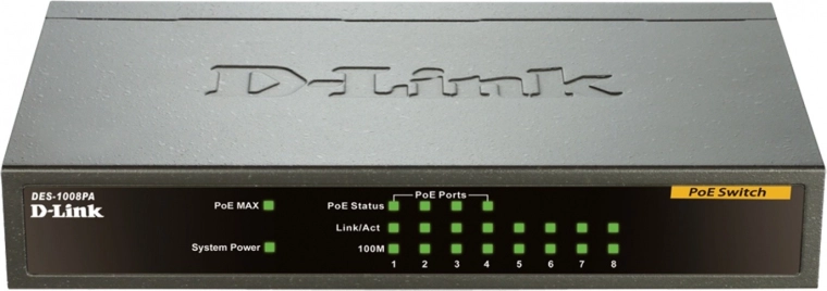 D-Link DES-1008PA nyolcportos asztali Fast Ethernet switch PoE-vel