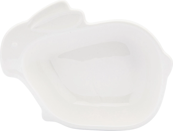 Nyuszi formájú krémszínű porcelán tálka / kínálótál